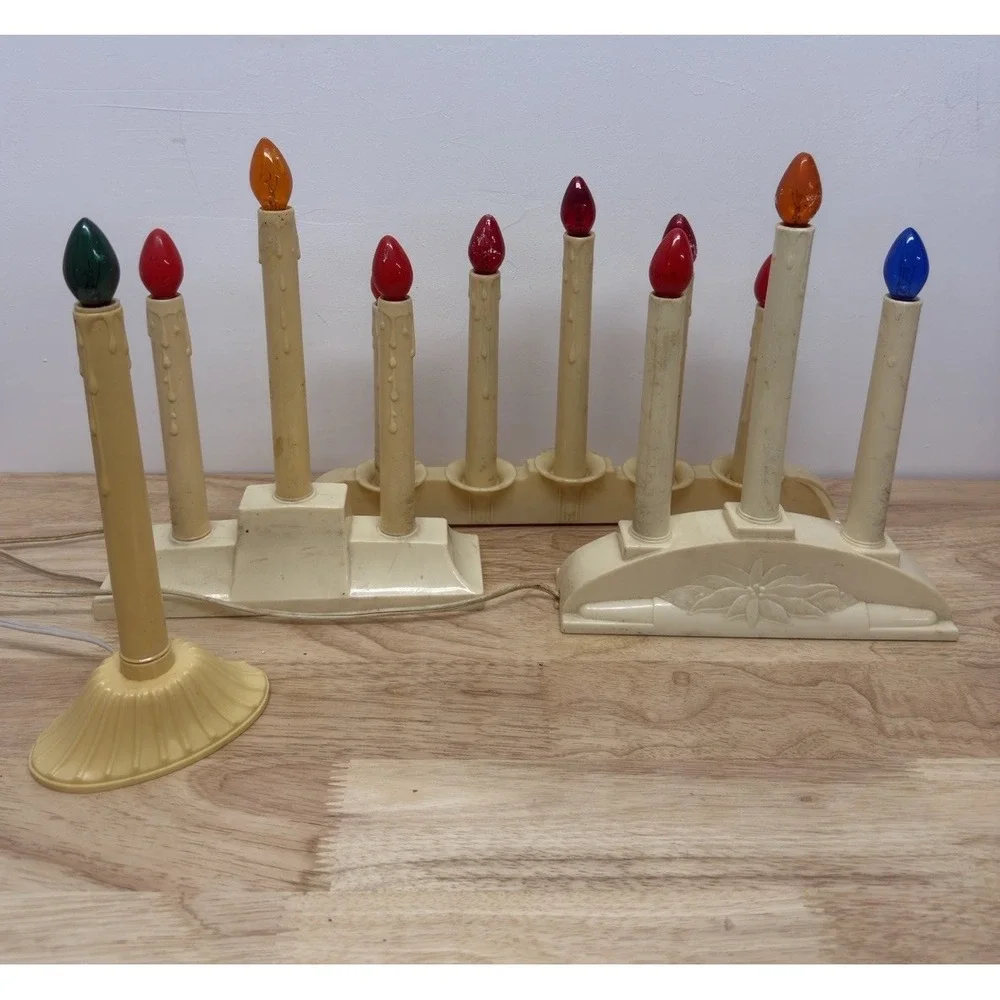 Set Of 4 Electric‎ Candelabra Candolier Candle Drip Christmas Vintage Old World